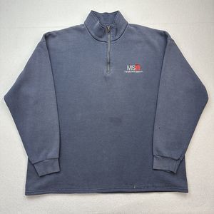 Vintage Lee Heavyweight Sweater Mens 2XL Blue 1/4 Zip Pullover Microsoft